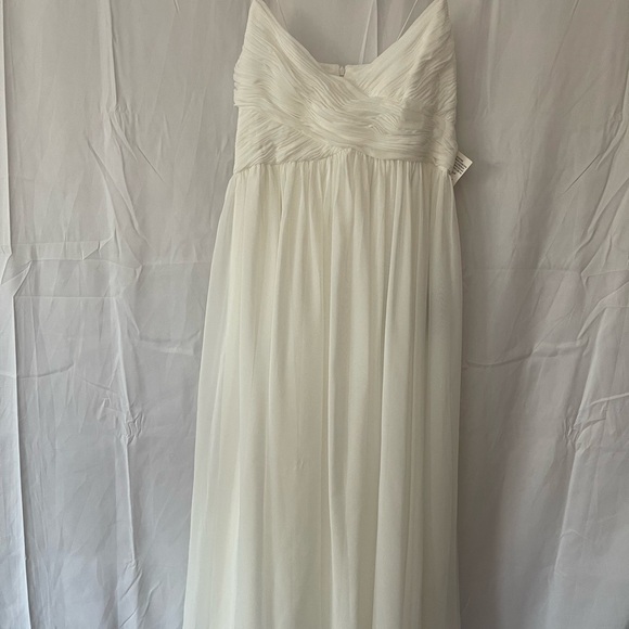 Ieena for Mac Duggal White Faux Wrap Sleeveless Flowy Midi Dress - Picture 3 of 10